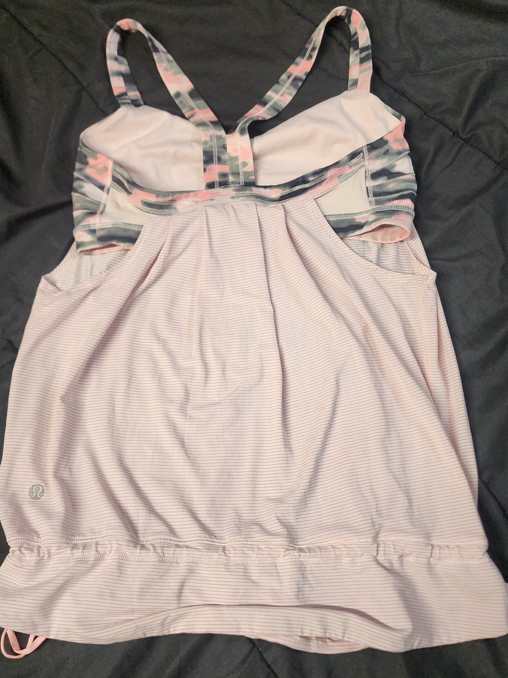 lululemon athletica Light Pink Striped Camisole with Patterned Trim